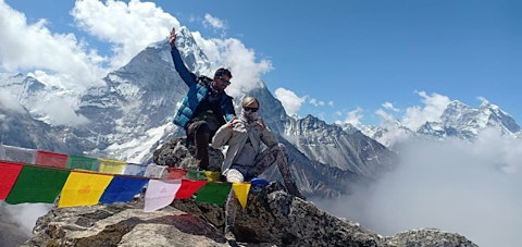 Being silly with my guide in Nepal. Courtesy of Lina Fedirko.