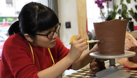 My first week at Ceramics class was spent working on a plant pot for my mint plant. Courtesy of Georgiana Phua.