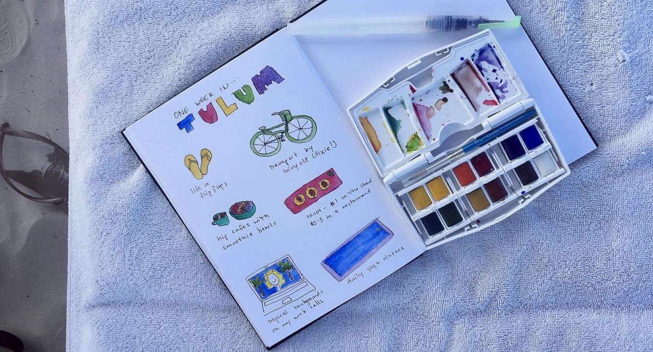 Watercoloring in Riviera Maya, Mexico, 2018. Photo courtesy Katherine Conaway.