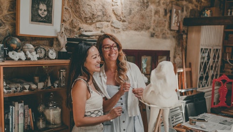 VAWAA guest Amy along with VAWAA Artist Iria at Iria's beautiful studio in Galicia, Spain. Photographed by Jose Troitinho