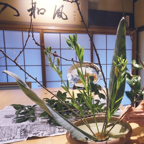 Ikebana artist Kimiko in Kyoto, Japan