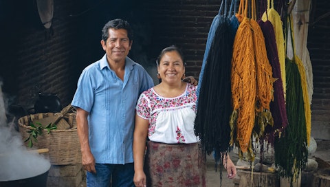 Zapotec Weavers and VAWAA Artists Jacobo and Maria at their studio in Teotitlan del Valle