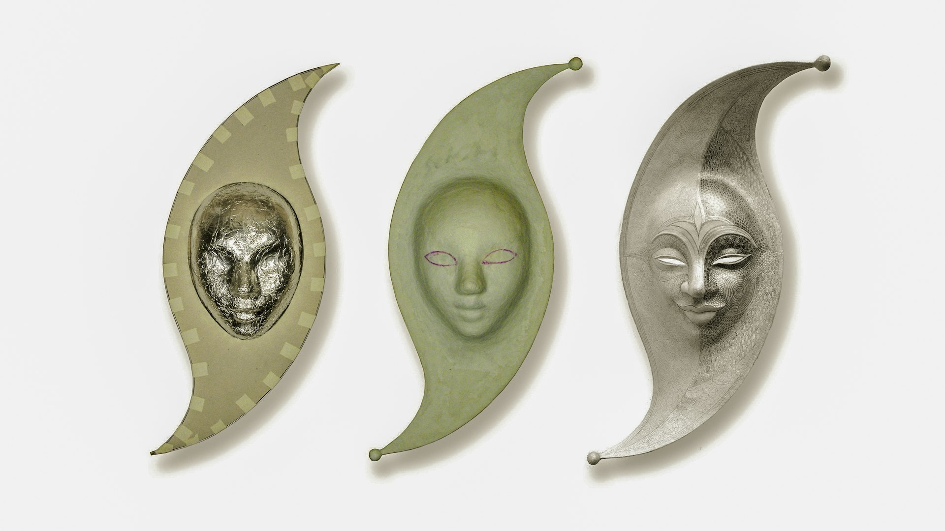 I Maschereri Firenze Mask Crescent Moon Wall Decor Handmade Italy paper  mache