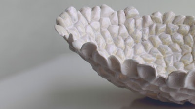 Detail of a Ceramic Decorative Bowl Inspired by the Intricate Beauty of Corals. Learn how to make your own ceramic vases at Mie's pottery workshop, in Belgium. #creativevacation #vawaa #discoverbelgium #claypottery #europe #belgium #ceramicsidea #claycrafts #ceramicart #art #creativity #porcelain