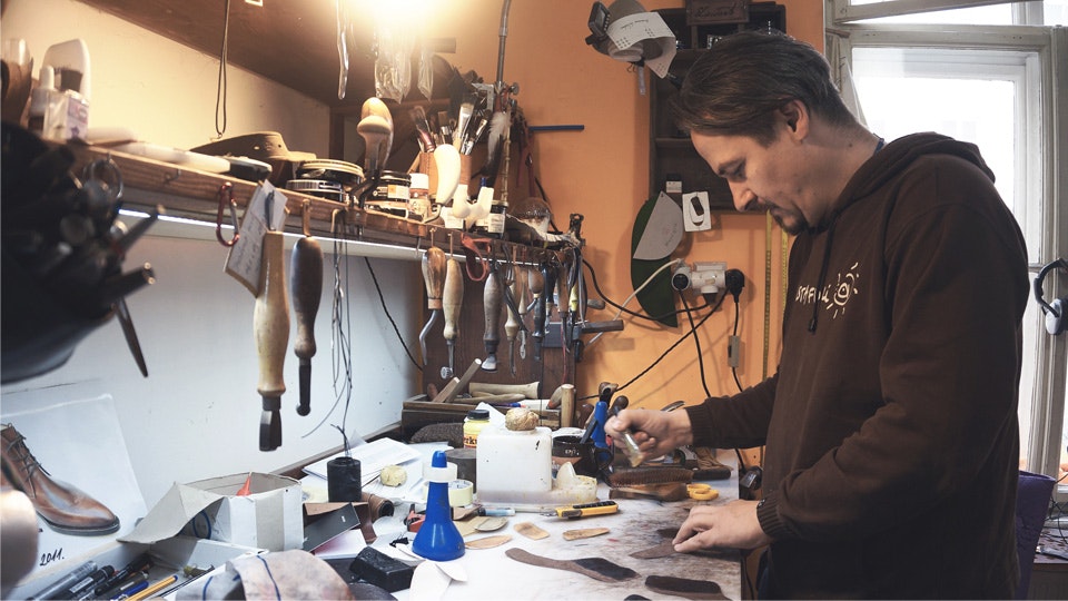 Learn the shoemaking process by making your own with a shoemaker.