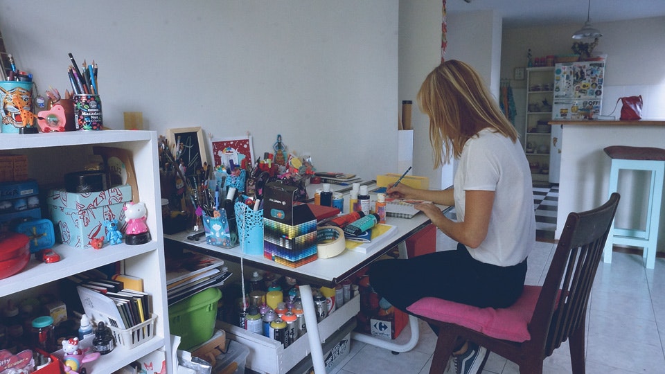 In the studio with street artist and painter Pum Pum via Vacation with an Artist  #creativevacations #vawaa #streetart #urbanart #buenosaires #slowtravel #wallmurals #creativity #argentina