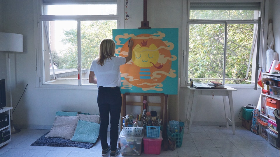 In the studio with street artist and painter Pum Pum via Vacation with an Artist  #creativevacations #vawaa #streetart #urbanart #buenosaires #slowtravel #wallmurals #creativity #argentina