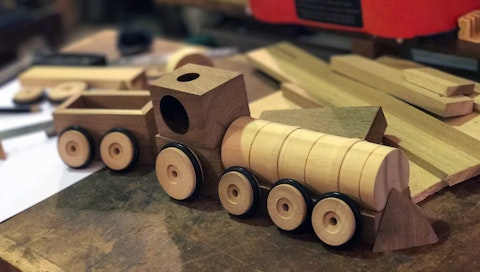 Toy train by Bruno Rovagnati during a VAWAA with toy designer Gonzalo in Buenos Aires. Courtesy of Bruno Rovagnati.