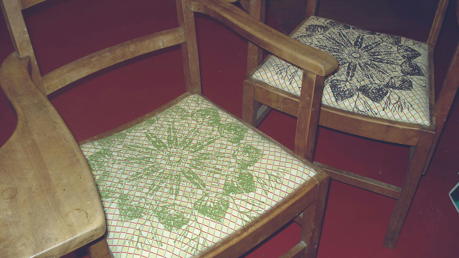 Textile art on furniture.