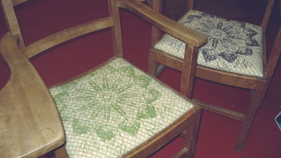 Textile art on furniture.