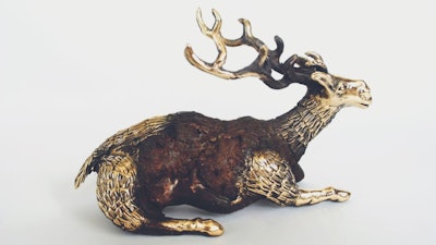 Deer sculpture made from iron and brass