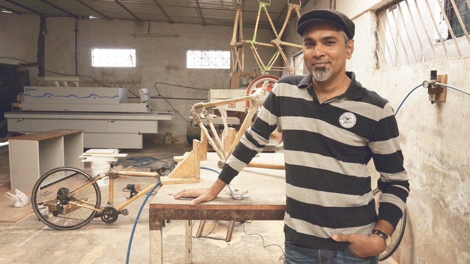 Learn bamboo bicycle making with Vijay in India.
