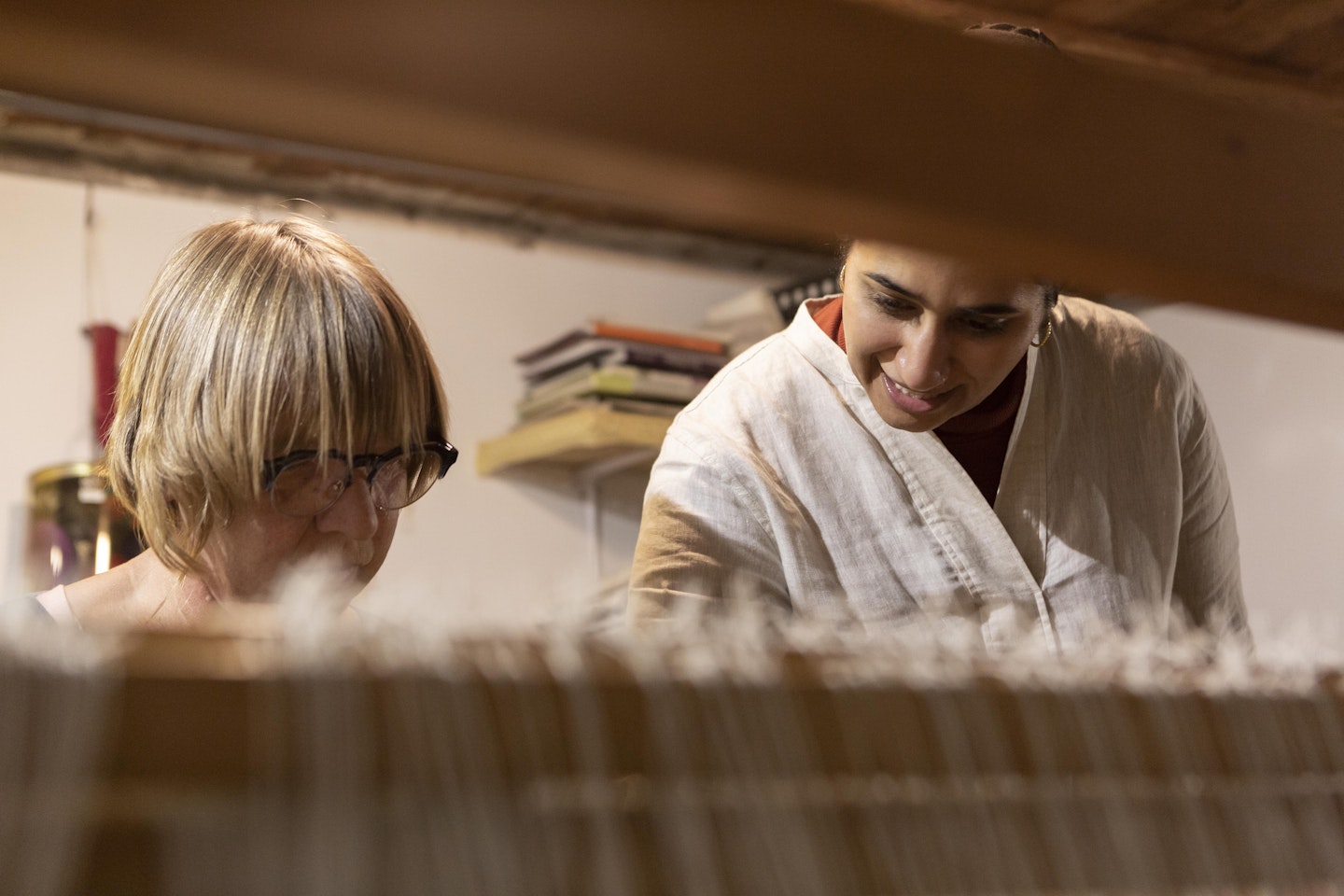 Sarah learning the art of handweaving with Ulrike in Spain