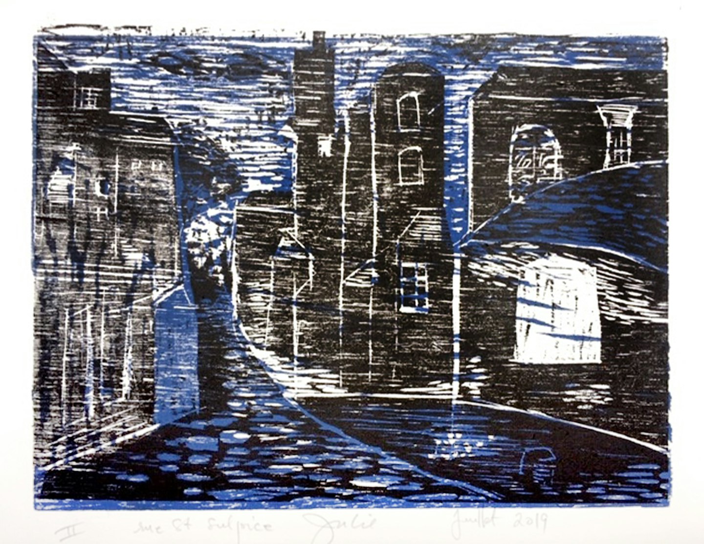 Wood Cut Print made by Julie Duryea during her Printmaking VAWAA with master printmaker Gerard, Paris. 