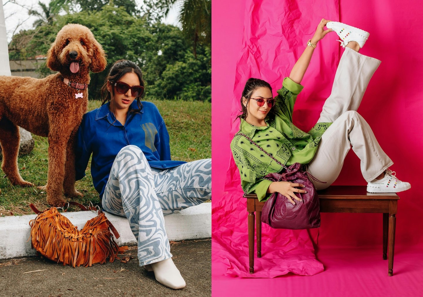 Two upcycled shirts by VAWAA guest, stylist, and founder of vintage clothing store Preloved, Rebecca Rose. Photo credit: Jean Pierre Espinal